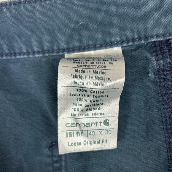 Carhartt Carpenter Navy Blue Faded Work Pants‎ Size 40x30 Grunge Wide Leg Loose - Picture 6 of 7